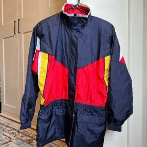 Vintage 90s Lavon Color Block Lined Windbreaker Jacket Blue Red Yellow Mens Medi